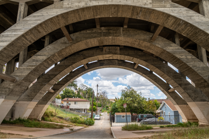 A view under the Lorena Street Bridge.