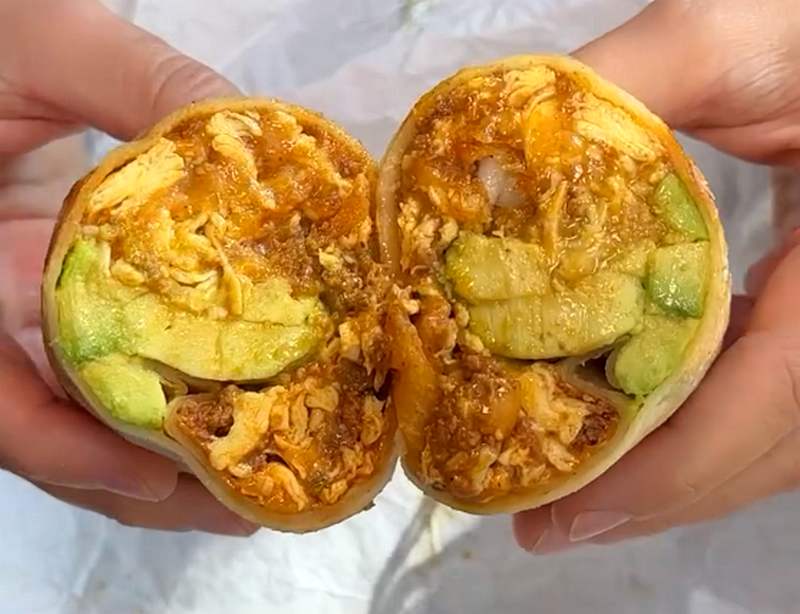 a cross section of a burrito