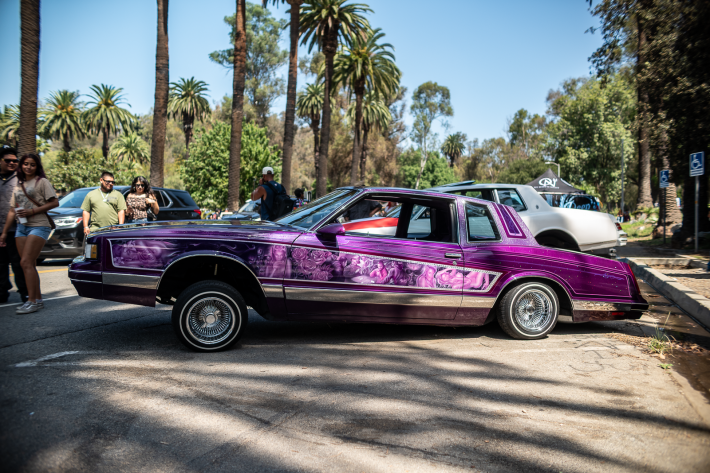 a classic purple car