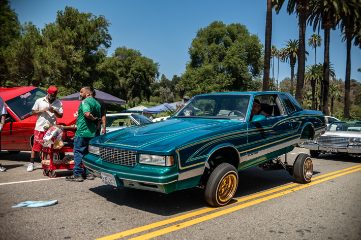 a teal classic car