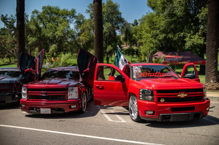 two red classic cars