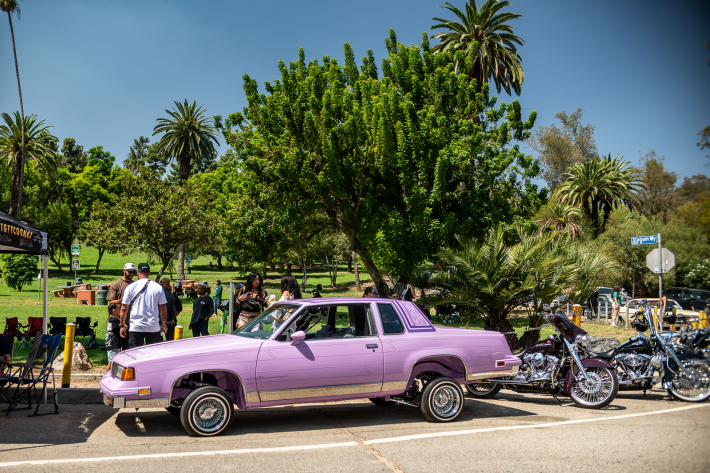 a purple classic car