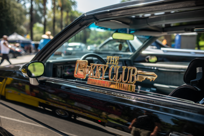"The Key Club" engraved and placed on a car window