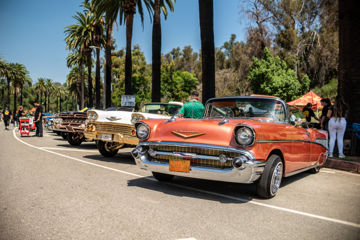 an orange classic car
