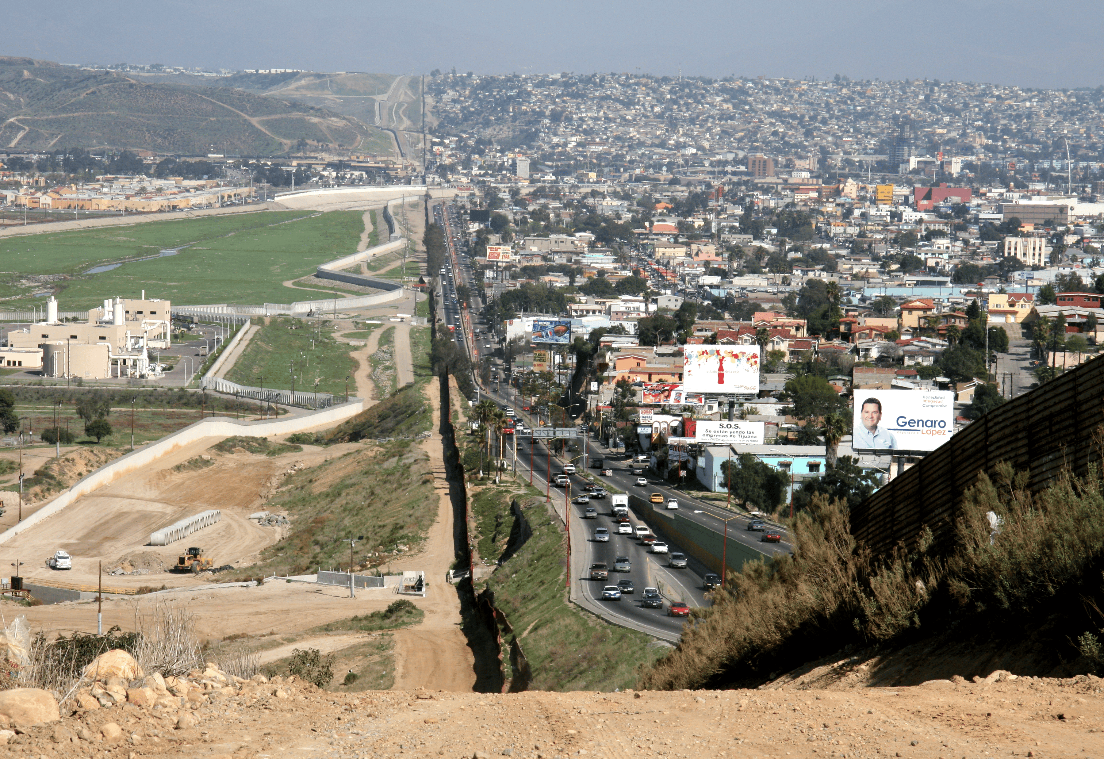 aerial view of the border between San Diego and Tijuana.