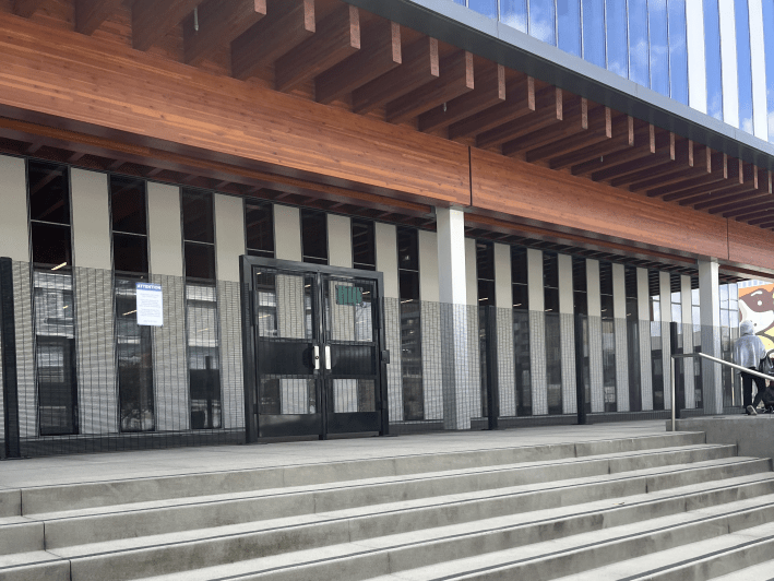 a fenced-in library