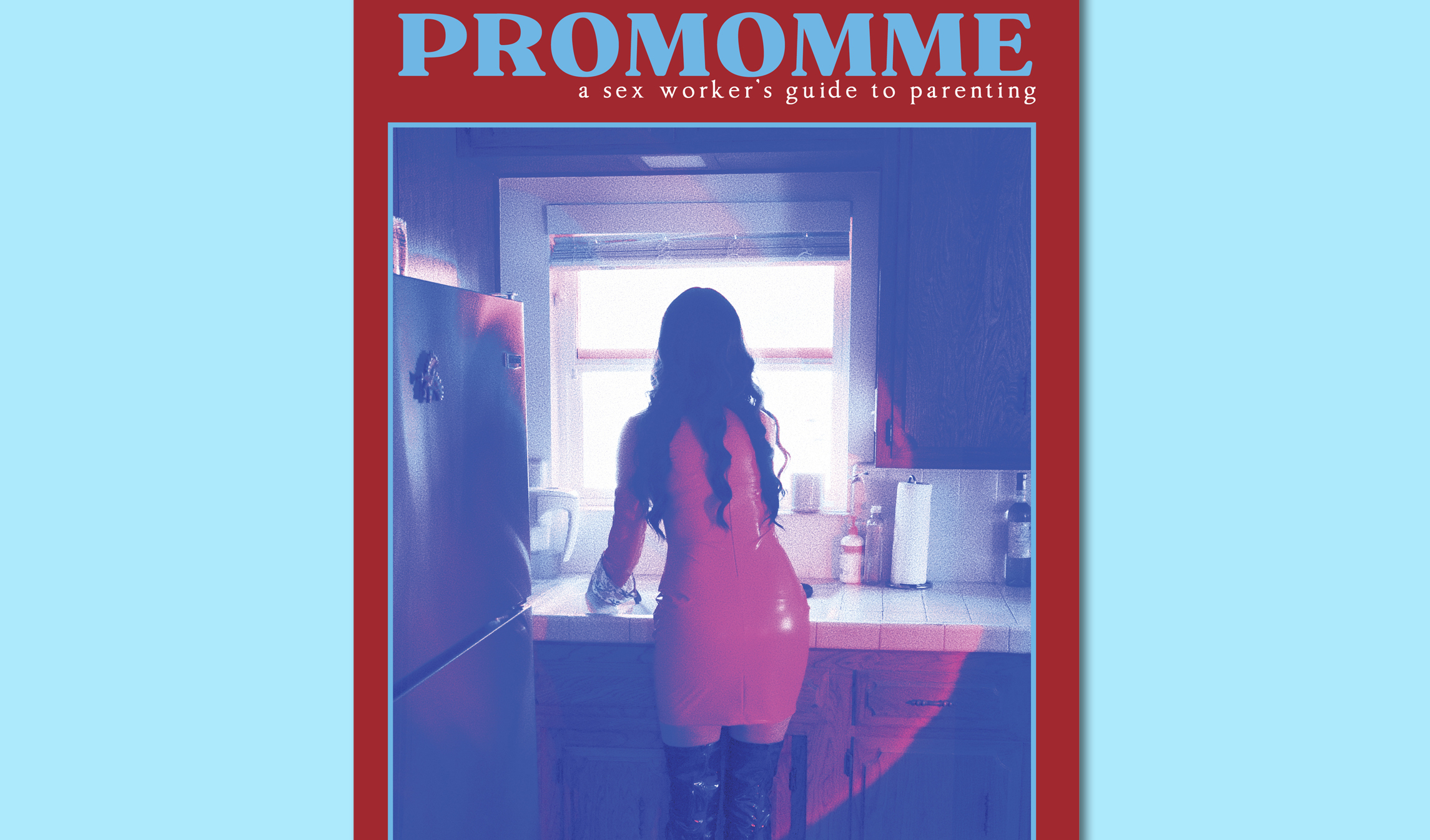 a magazine cover of a woman in a latex dress doing dishes