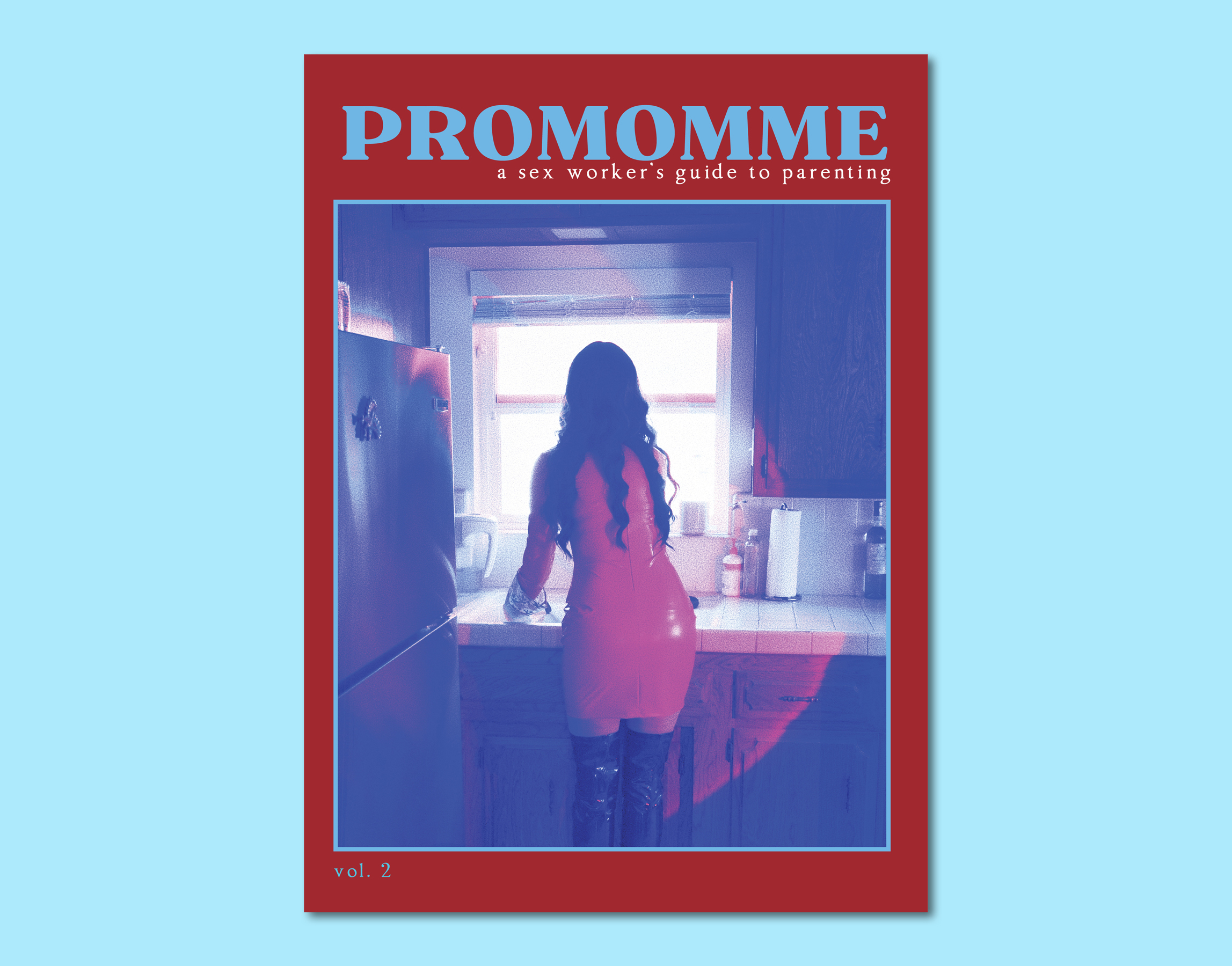 a magazine cover of a woman in a latex dress doing dishes