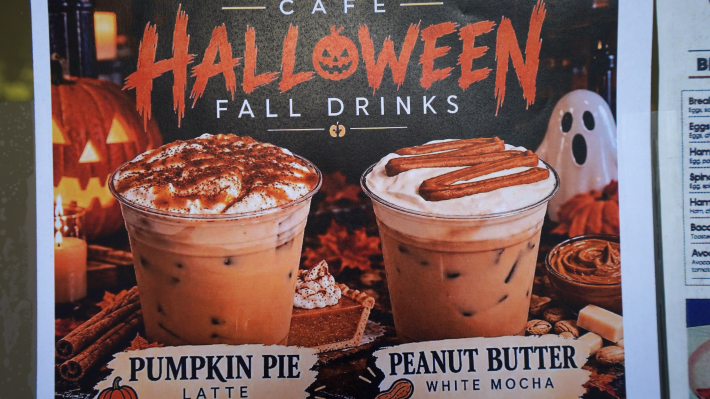 a flier for Halloween drinks using AI art