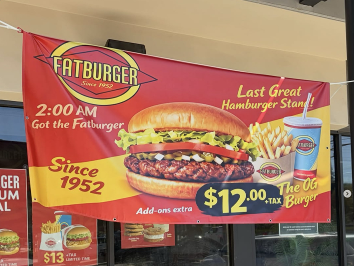 photo of an AI ad by Fatburger showing a hamburger meal