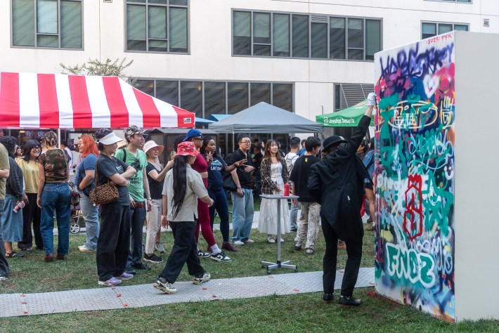 a group of people at an outdoor event