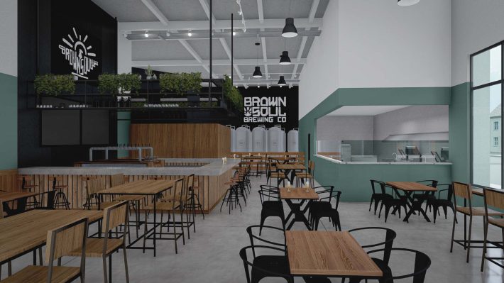 Renderings of completed Brown Soul Brewery by NS Designs, Pasadena.