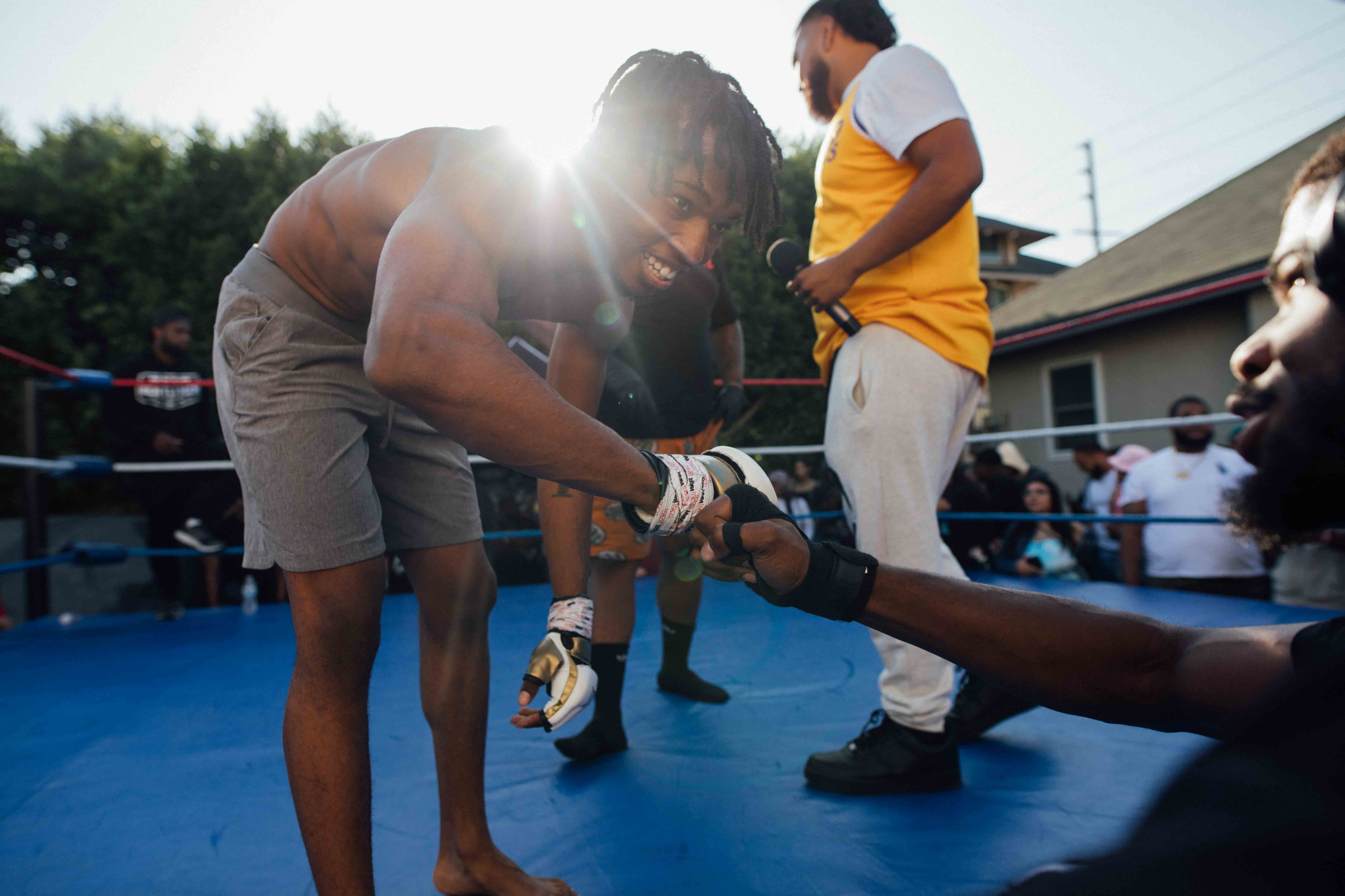Fighters practice good sportsmanship while fighting.