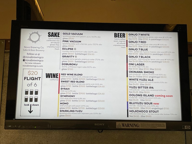 Beer Menu at Nova. Photo by Melissa Mora Hidalgo for L.A. TACO.