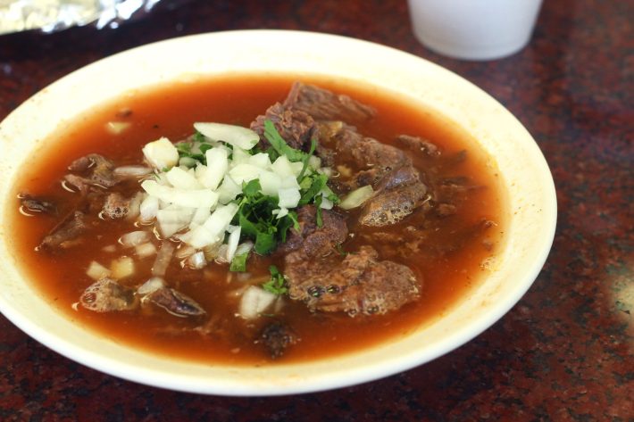 Birria en caldo from Birrieria Tlaquepaque. Photo by Cesar Hernandez.