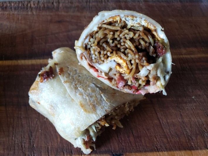 Okonimayaki burrito. Photo by Hadley Tomicki for L.A. TACO.