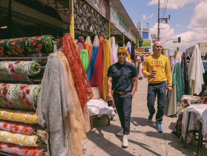 Alex and Alan Morales of Civil Coffee walking through Santee Alley.