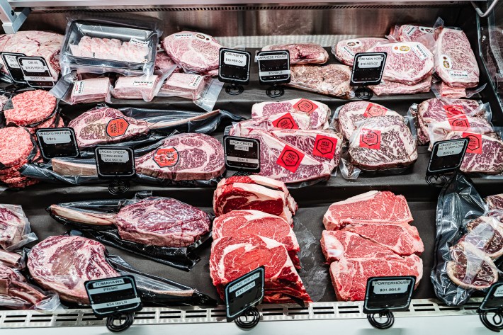 The butcher case at La Carnicería Wagyu Meat Market.