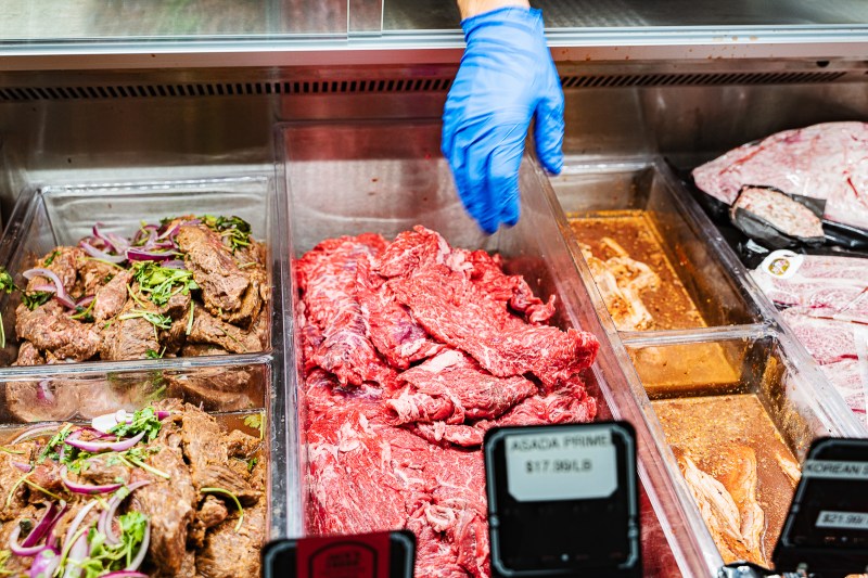 The butcher case at La Carnicería Wagyu Meat Market.