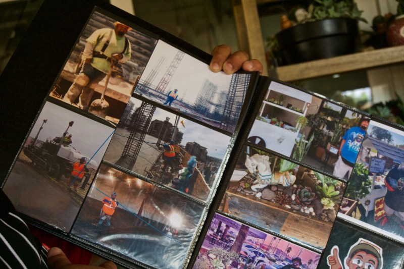 Aleman has a photo album where he documents how his life has changed since leaving his 22 year-old-job as a concrete worker.