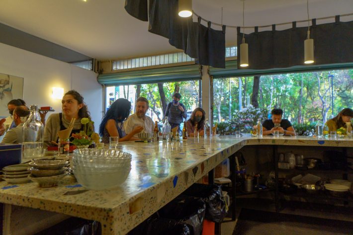 The bar inside Fideo Gordo in CDMX.