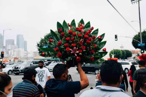 Tens of Thousands of Angelenos Flock to L.A.’s Flower District for a Valentine’s Day Flower Free-For-All