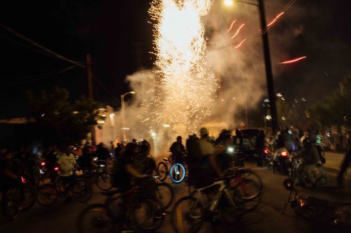 Scenes from Chief Lunes bike and firework ride.