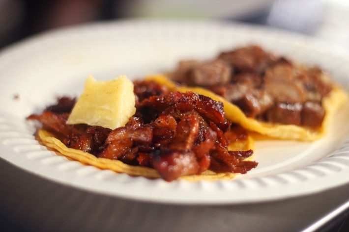 Al pastor close-up from Eddy's Tacos Oaxaca in Harbor City. Photo by Cesar Hernandez.