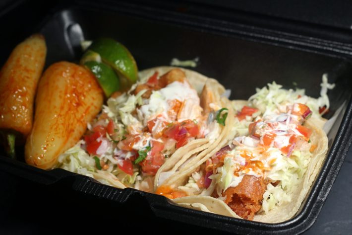 Fish and shrimp tacos from Ensenada Surf N' Turf in Lawndale. Photo by Cesar Hernandez.