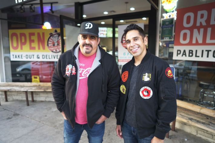 Erik Rivera at his favorite taquería, Pablito's Tacos.