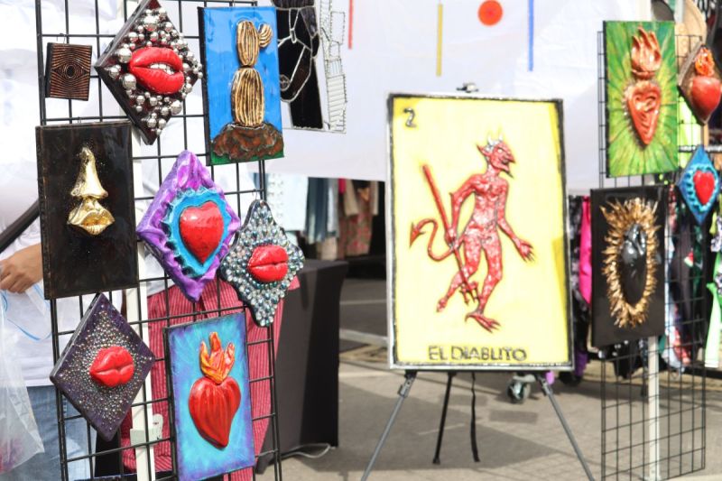 Local art featured at the market. 