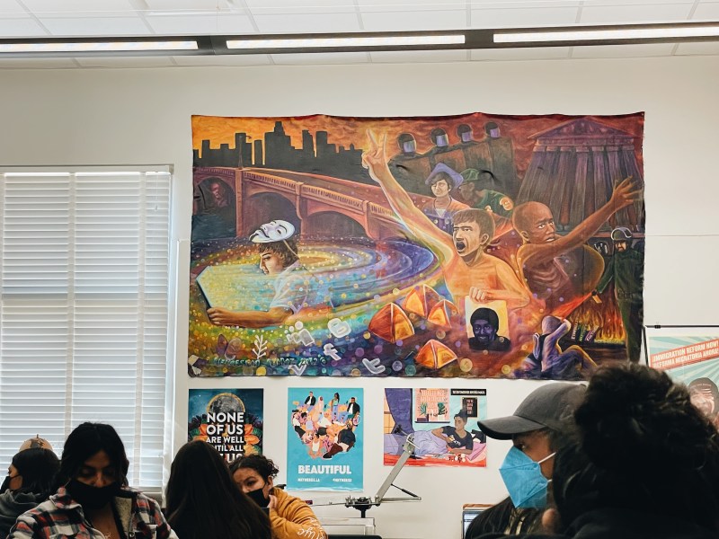 Art inside Roosevelt High School's ethnic studies class. Photo by Janette Villafana for L.A. TACO.