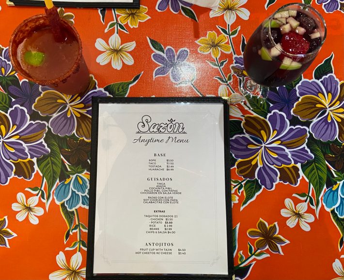 Sazón menu.