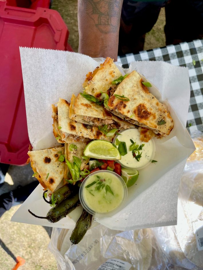 A smoked chicken quesadilla from A Quesadilla Calling in Long Beach.