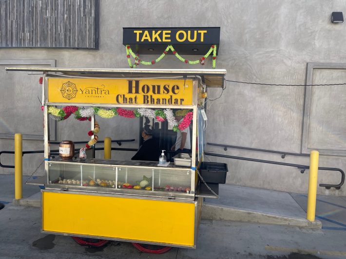 A chaat cart outside Yantra.