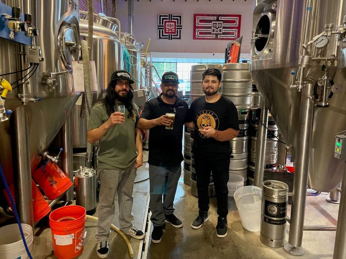 Beer Thug Life Brewmaster Steven Andrade, founder Edgar Preciado, and his son Angel Preciado. Photo by Javier Cabral for L.A. TACO.