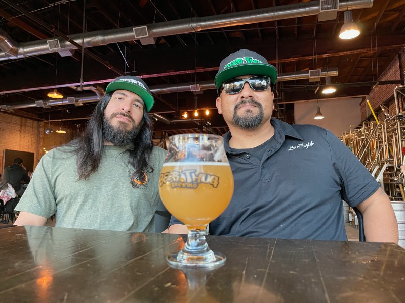 Beer Thug Brewing's Brewmaster Steven Andrade and founder Edgar Preciado. Photo by Javier Cabral for L.A. TACO.