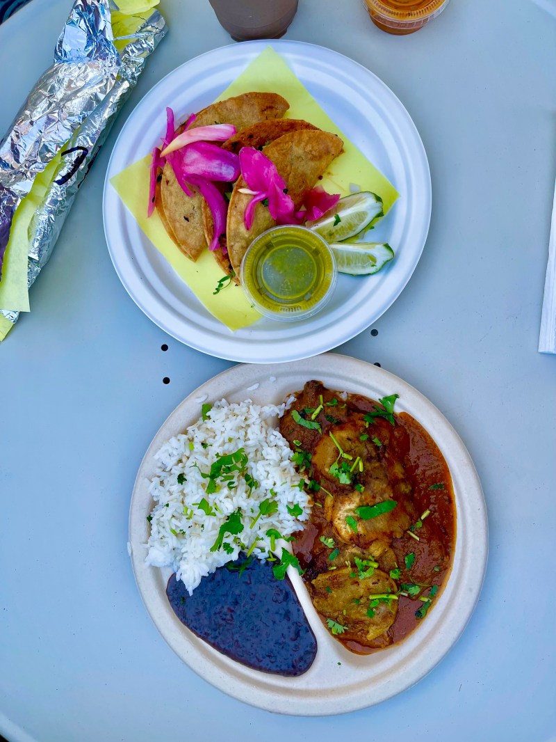 A plate of lengua at Tamales Elena y Antojos. Photo by Javier Cabral for L.A. TACO.