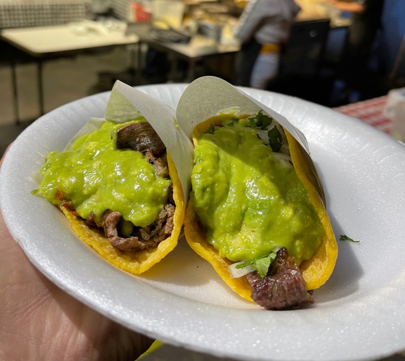 TJ-style guacamole tacos.