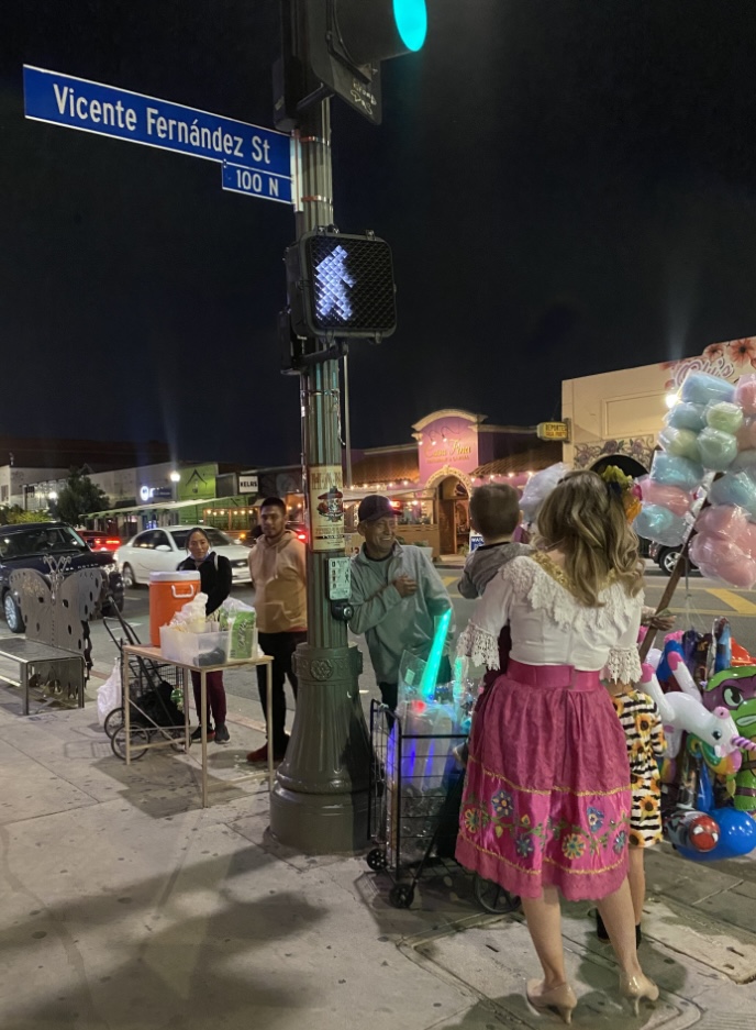Street vendors on the corner of Vicente Fernandez St. and 1st St. in Boyle Heights. Photo by Nancy Cruz.