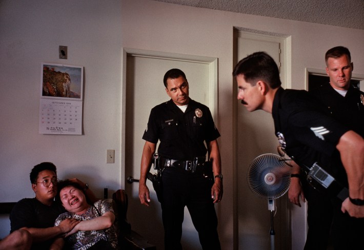 Rampart officers comfort a woman whose husband has choked to death. The sergeant tries to ascertain what happened.