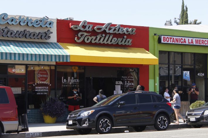 La Azteca signage.