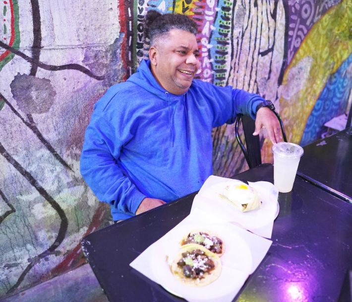 Orlando Leyba at his favorite taquería, Guisados.