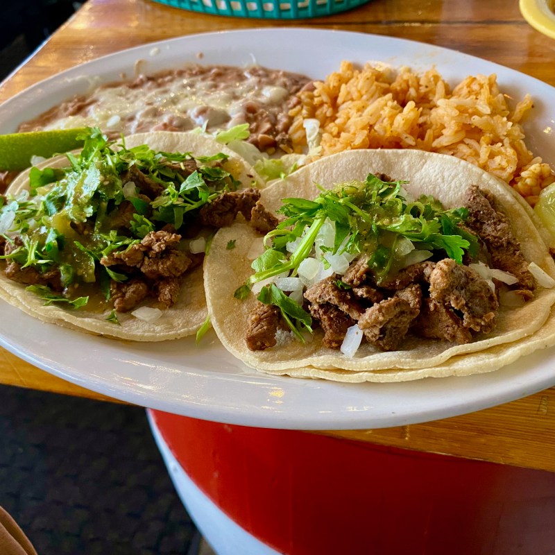 Asada tacos at Santiago's Grill in Blue Jay.