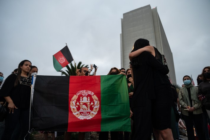 The Afghani American community gathering at vigil held in West Los Angeles.