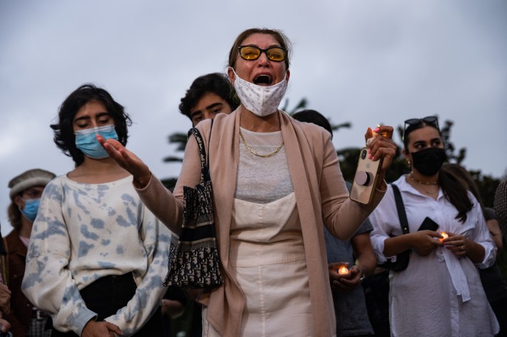 The Afghani American community gathering at vigil held in West Los Angeles.