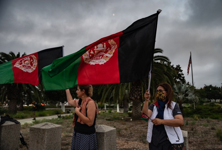 The Afghani American community gathering at vigil held in West Los Angeles.