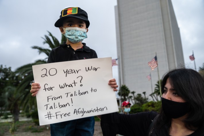 The Afghani American community gathering at vigil held in West Los Angeles.