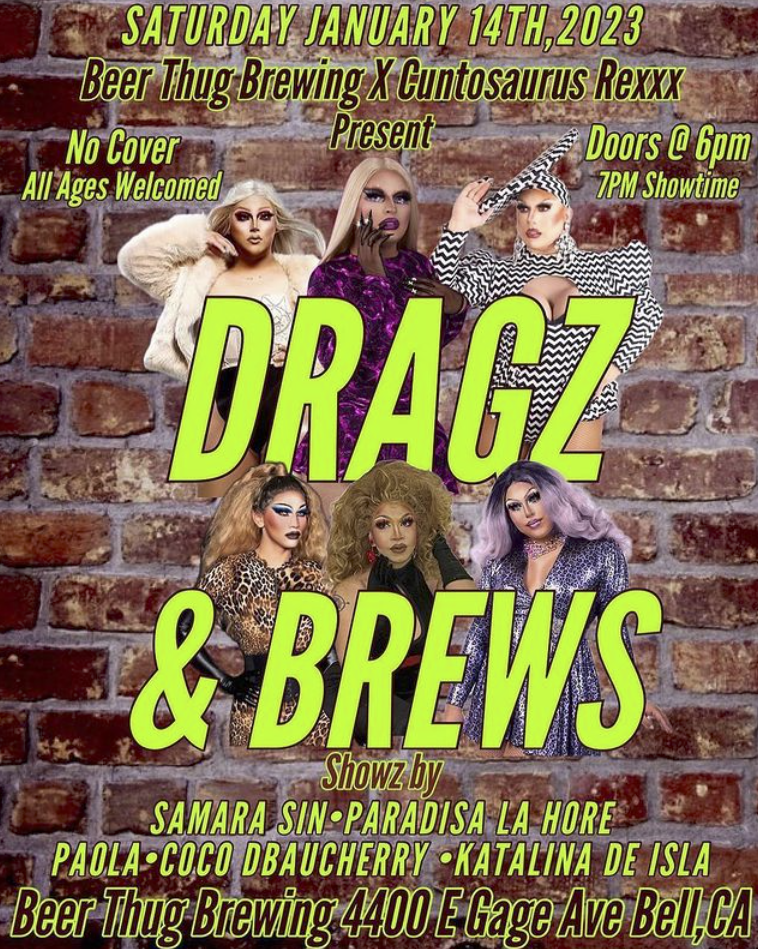 A flyer for Beer Thug Brewery's 'Dragz & Brews' event.