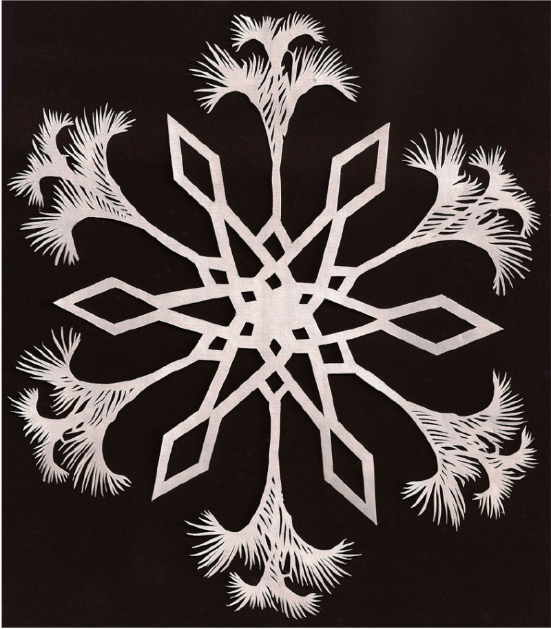 Bovey Lee, Palm Tree Snowflake 1, 2013, Cut paper, Chinese xuan (rice) paper on silk 